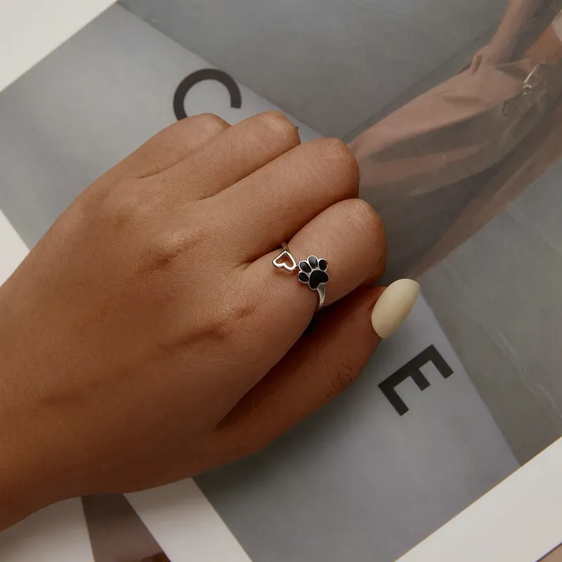 Anillo Huellita Corazón - Plata .925