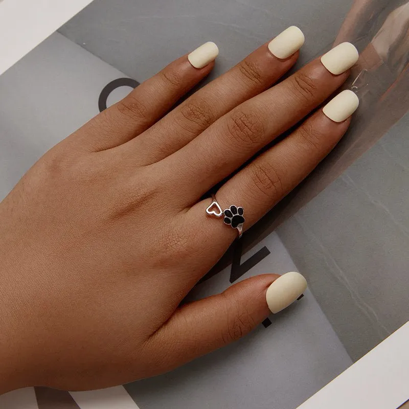 Anillo Huellita Corazón - Plata .925