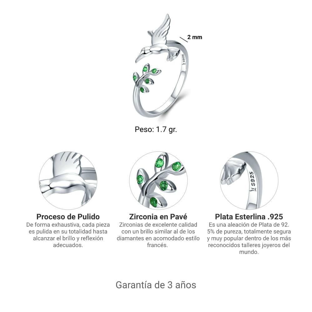 Anillo Colibrí - Plata .925
