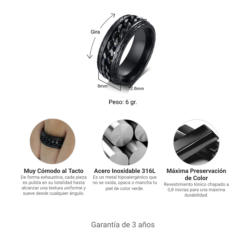 Anillo Cadena - Acero Inox.