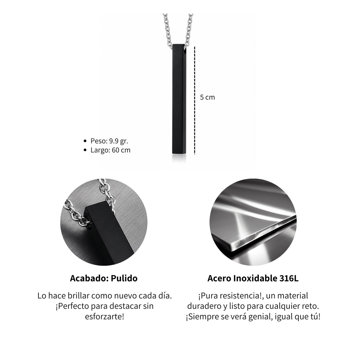 Collar Barra Vertical - Acero Inox.