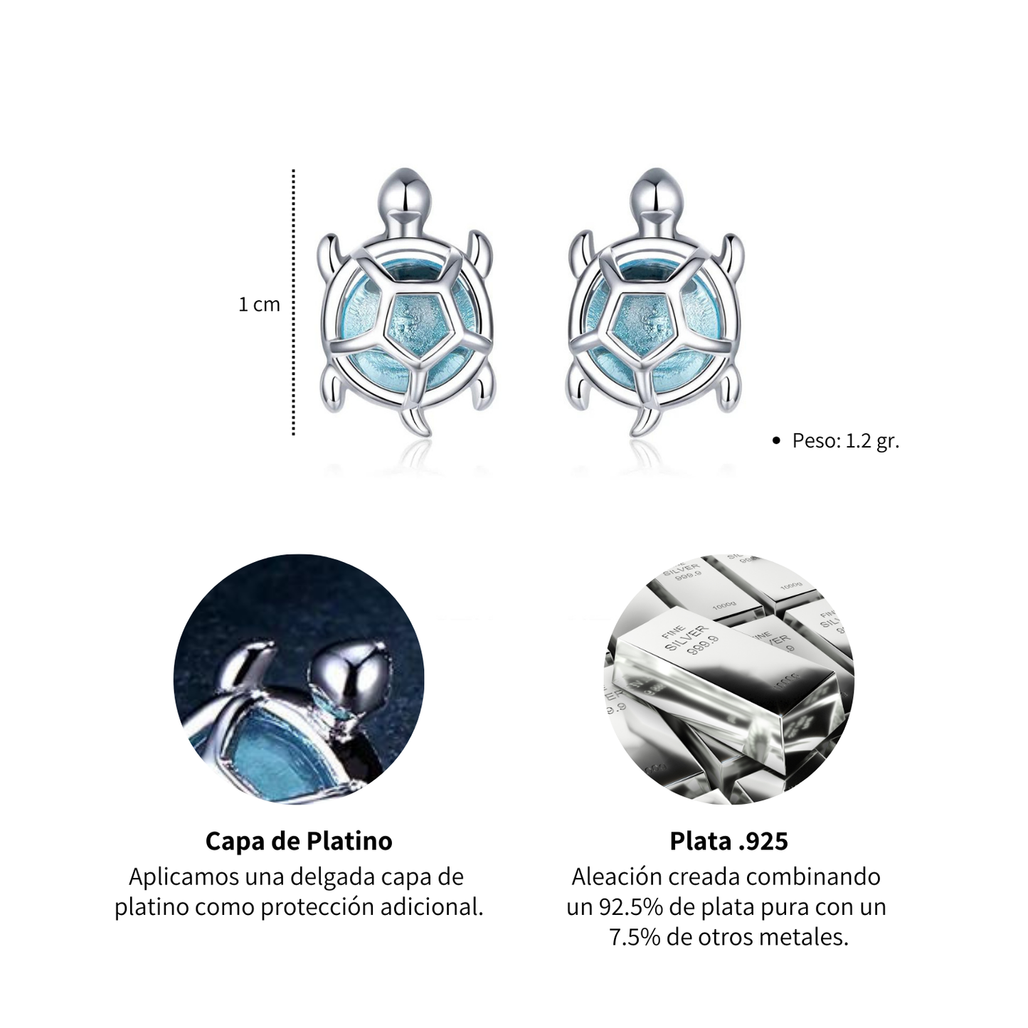 Aretes Tortugas - Plata .925