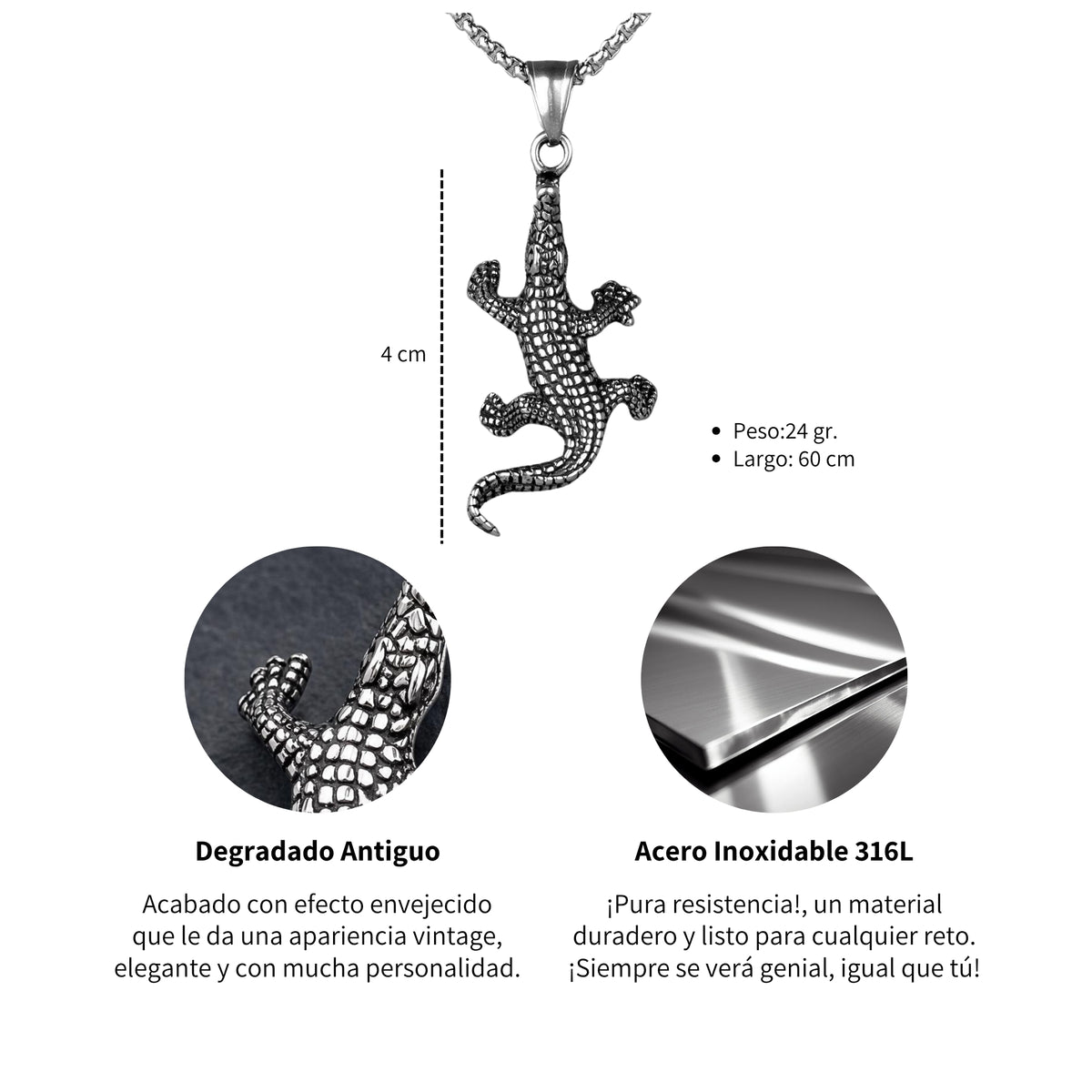 Collar Cocodrilo - Acero Inox.