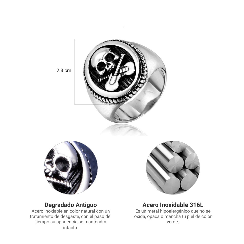 Anillo Rock Skull - Acero Inox