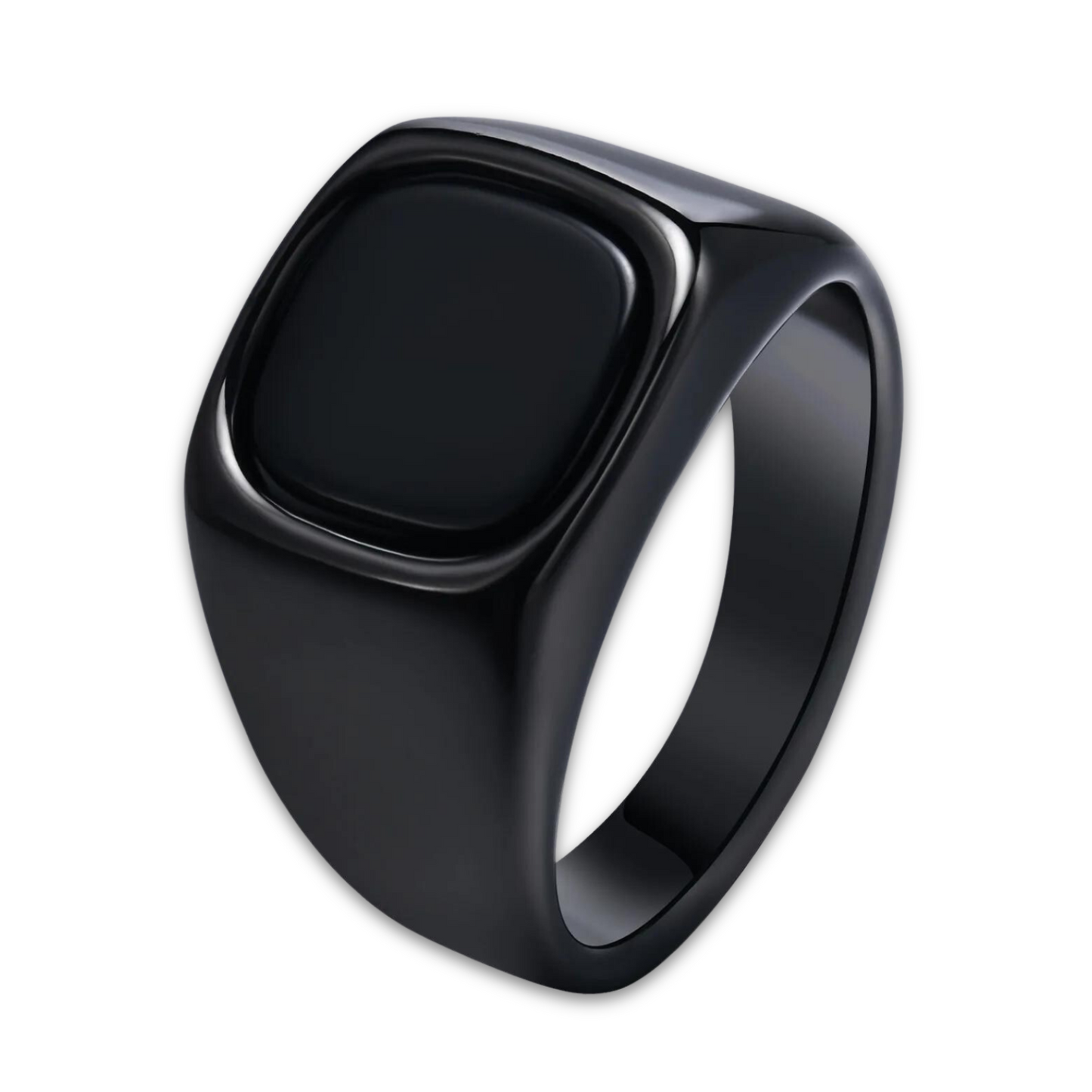 Anillo Square Black - Acero Inox.