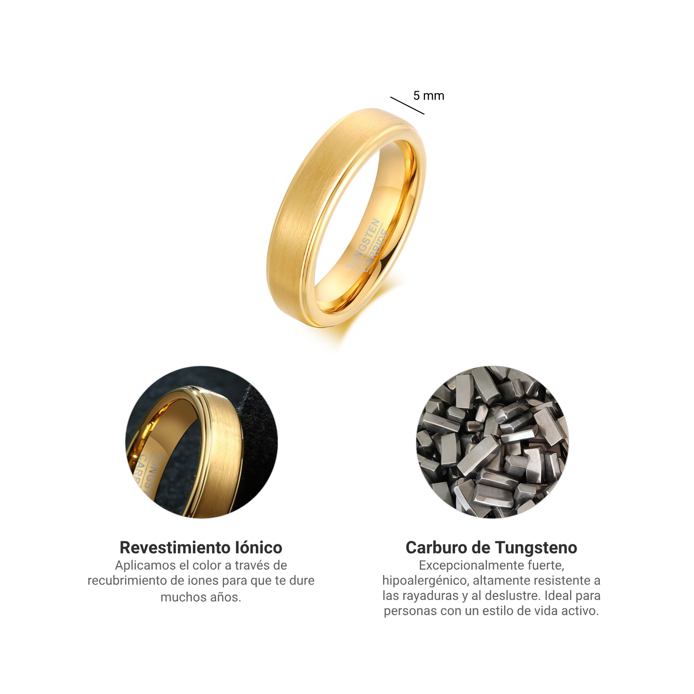 Anillo Gold Cap - Tungsteno