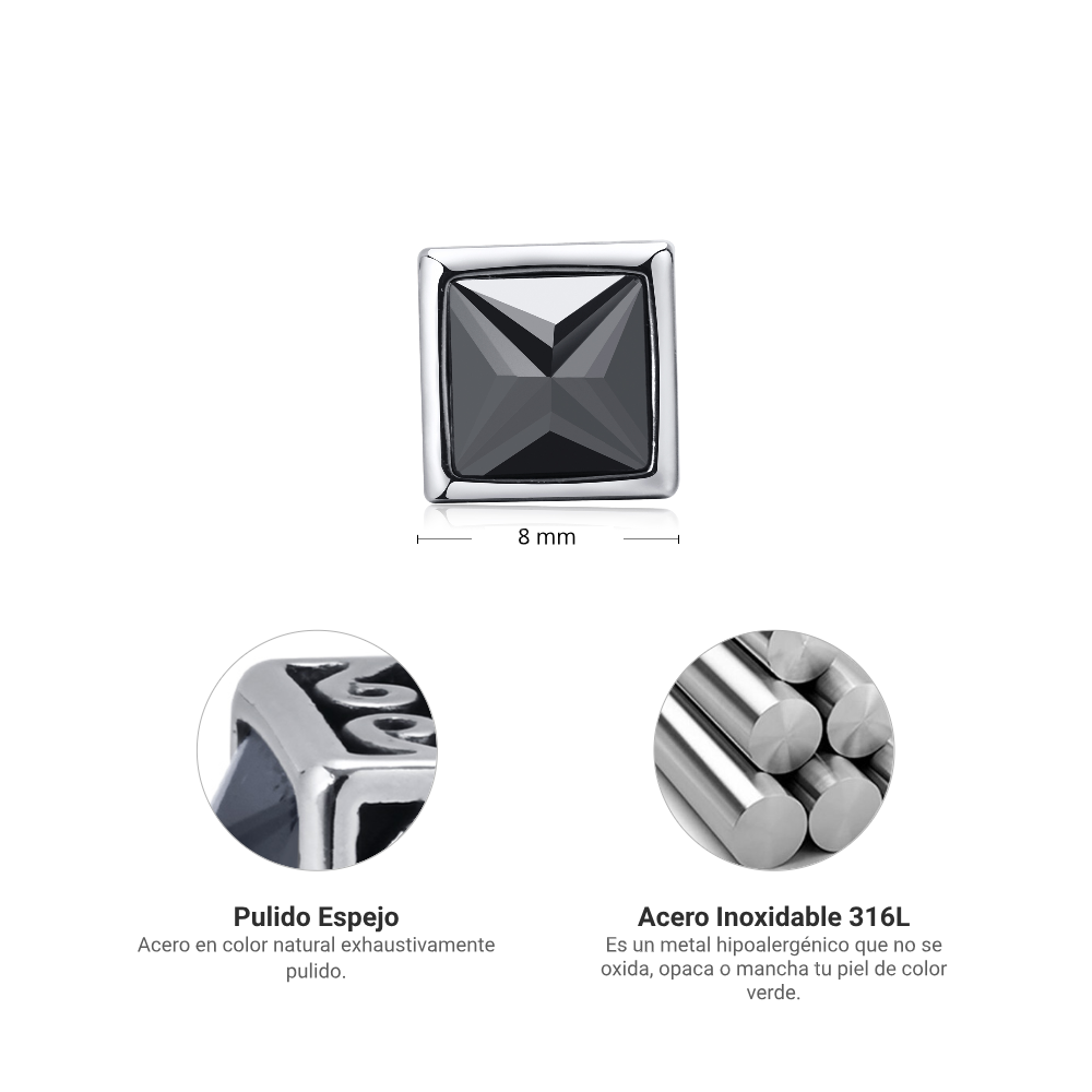 Aretes Square - Acero Inox.