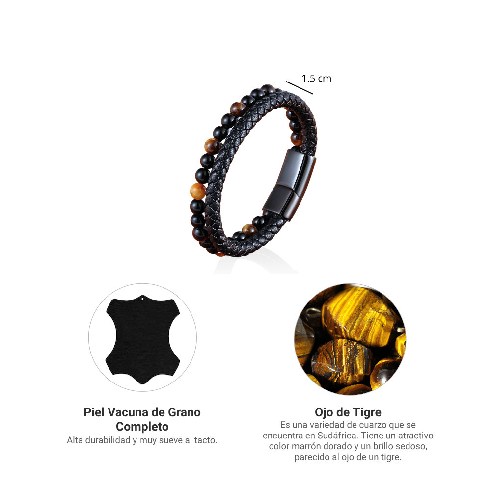 Pulsera Ojo de Tigre - Piel