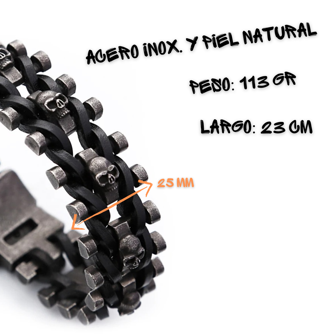 Brazalete Black Skull - Acero Inox.