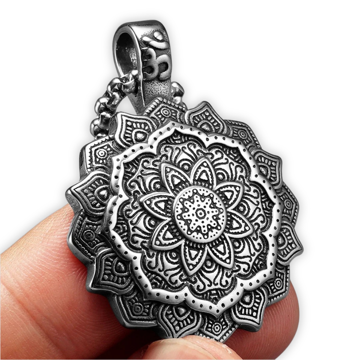 Collar Flor Mandala - Acero Inox.