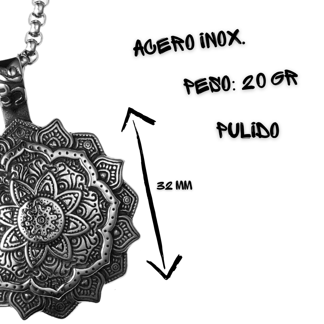 Collar Flor Mandala - Acero Inox.