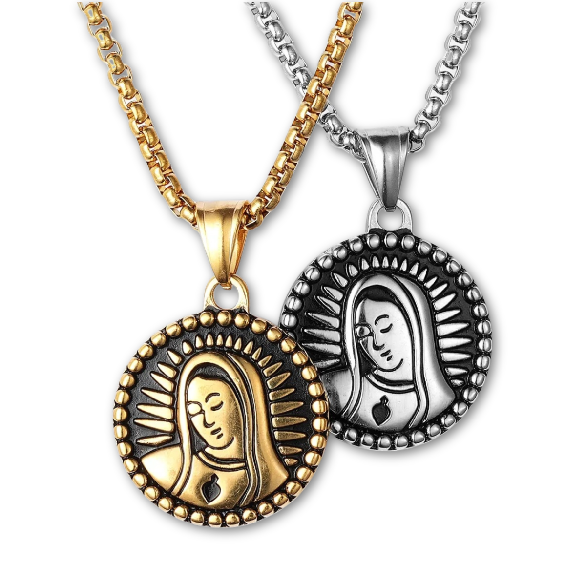 Collar Virgen Maria - Acero Inox.