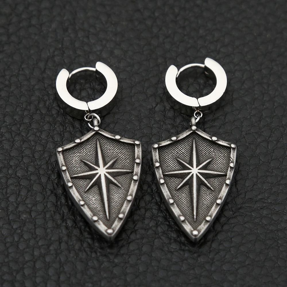 Aretes Escudo Calavera - Acero Inox.