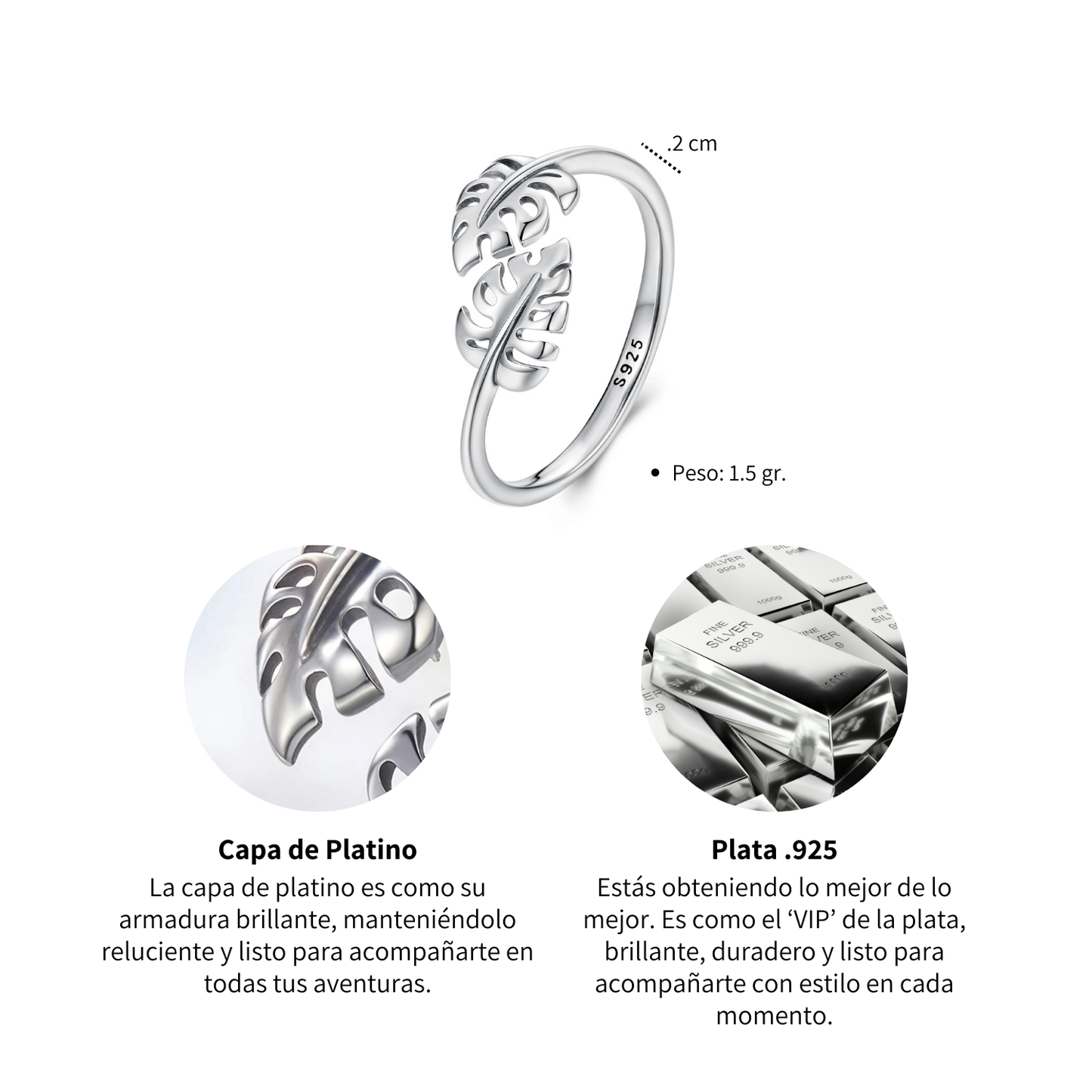 Anillo Monstera - Plata .925