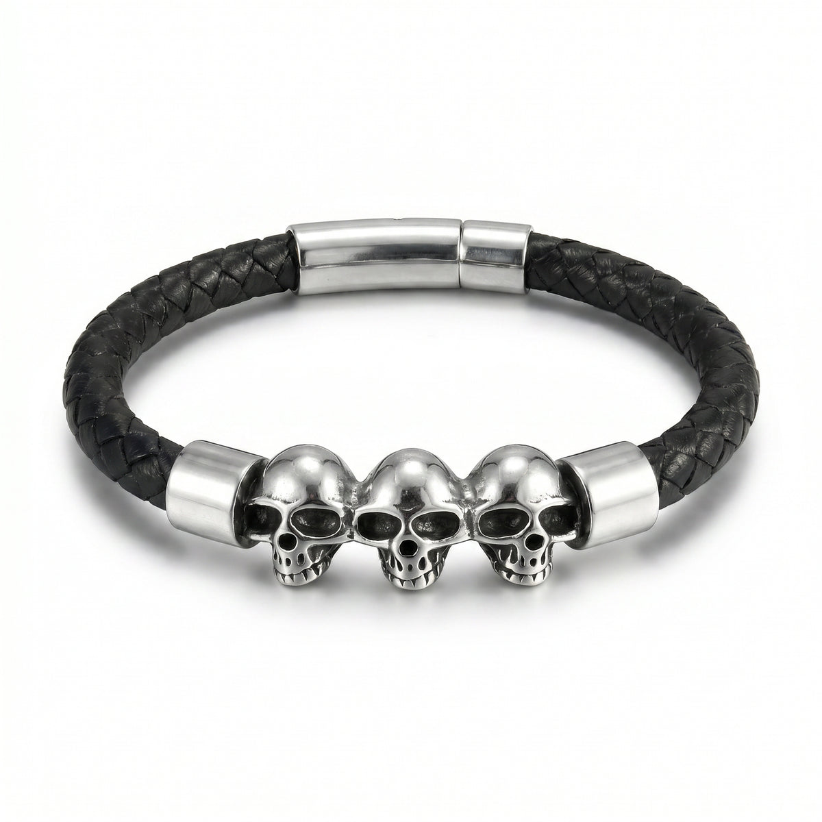 Pulsera Triple Calavera - Piel Natural