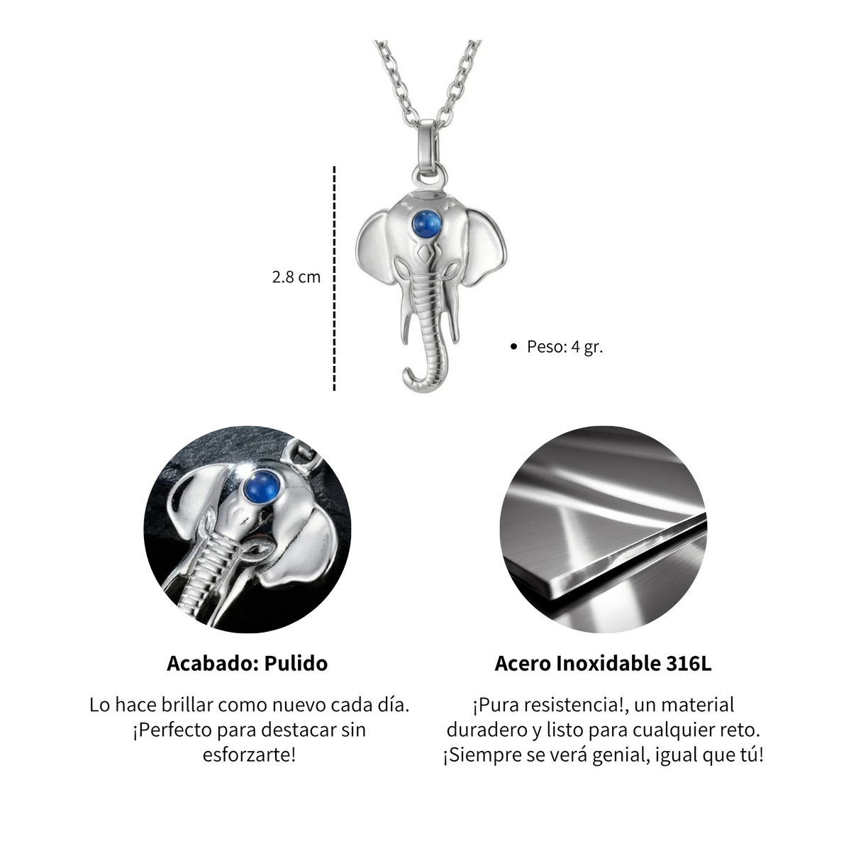 Collar Ganesha - Acero Inox.