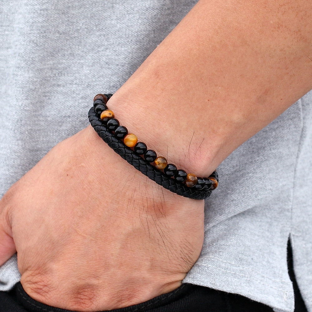 Pulsera Ojo de Tigre - Piel
