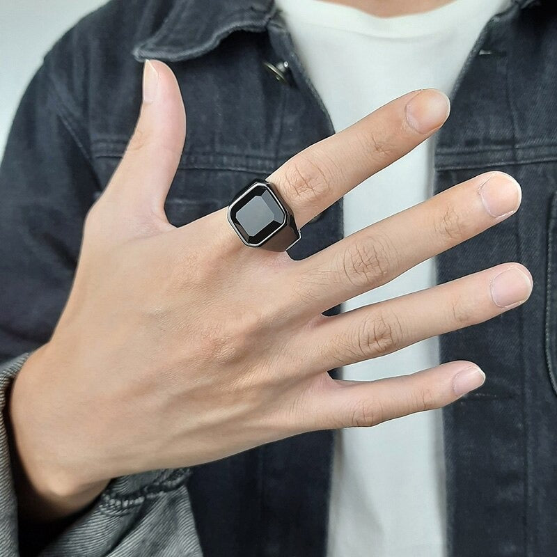 Anillo Ágata - Acero Inox.