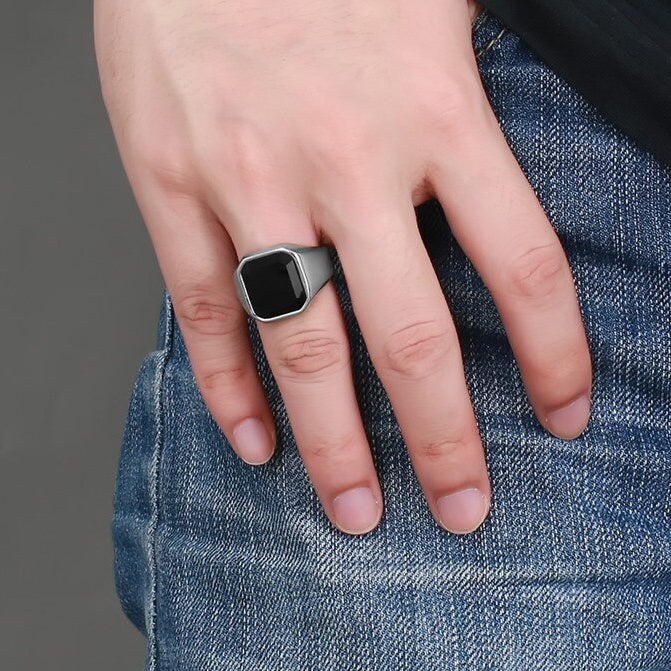 Anillo Ágata - Acero Inox.