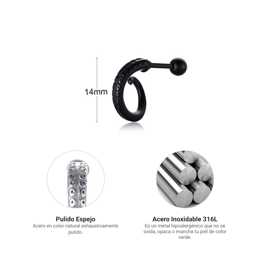 Aretes Pulpo - Acero Inox.