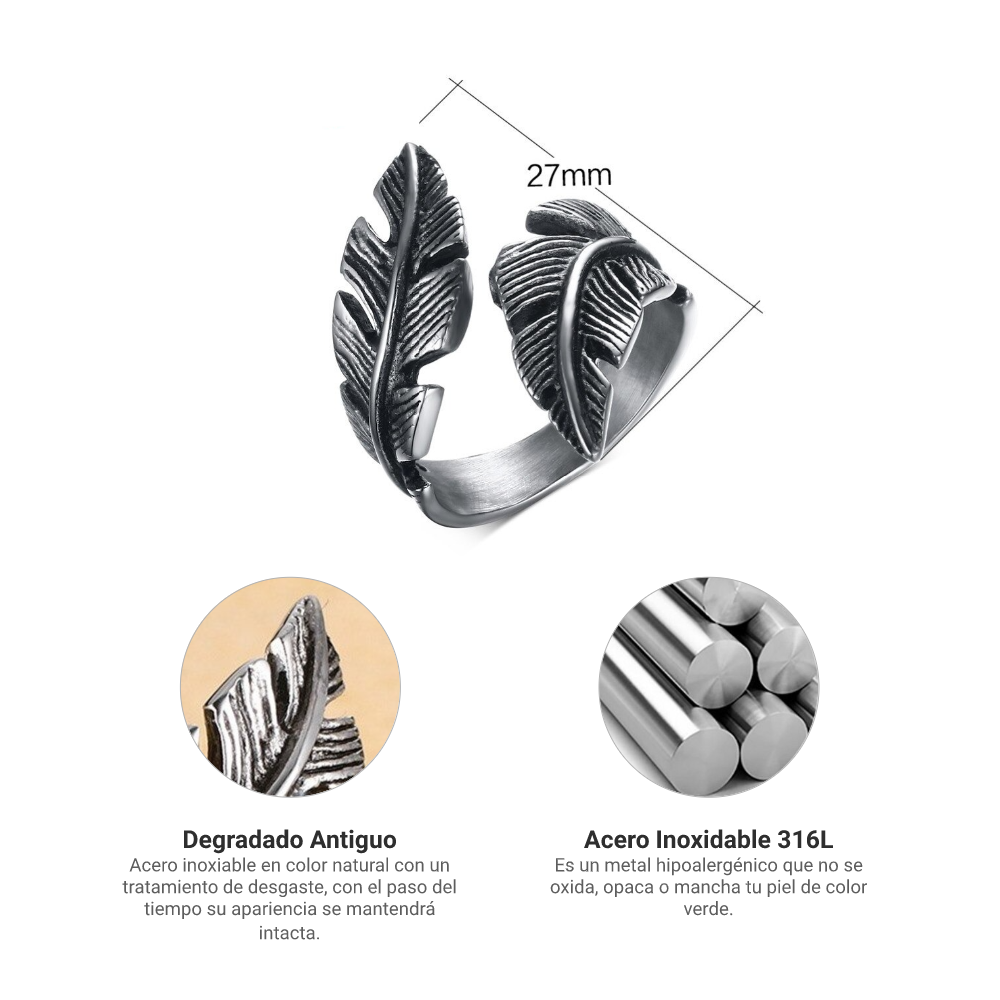 Anillo Feathers - Acero Inox.