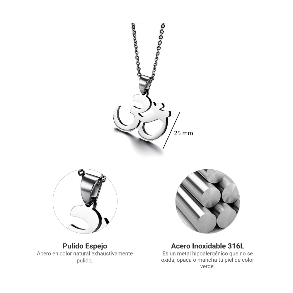 Collar Om - Acero Inox.