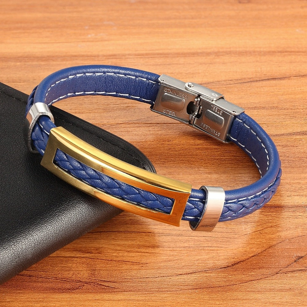 Pulsera de piel azul México
