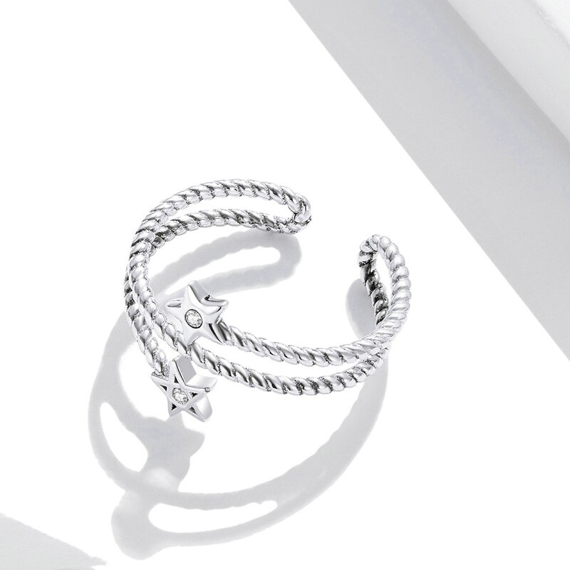 Anillo Estrellas de plata México vista