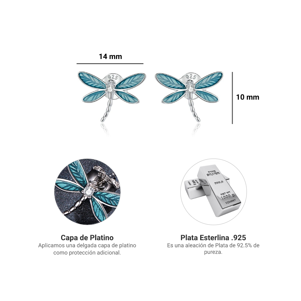 Aretes Libélulas Plata Descripción