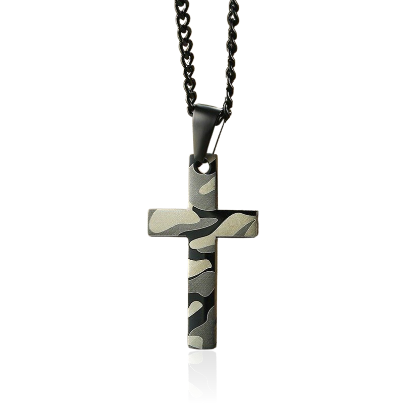 Collar Cruz Camuflaje - Plata .925