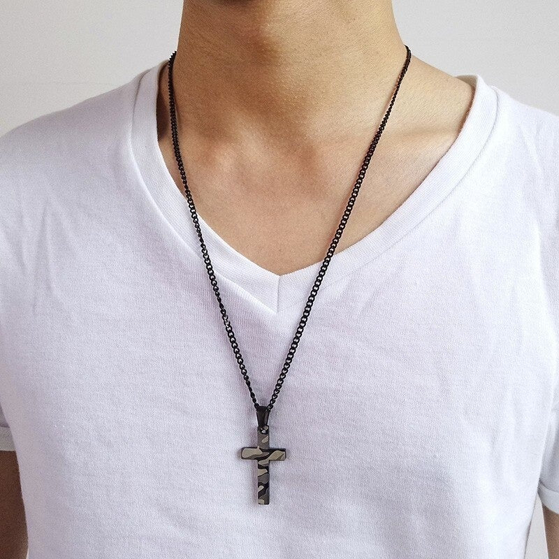 Collar Cruz Camuflaje - Plata .925