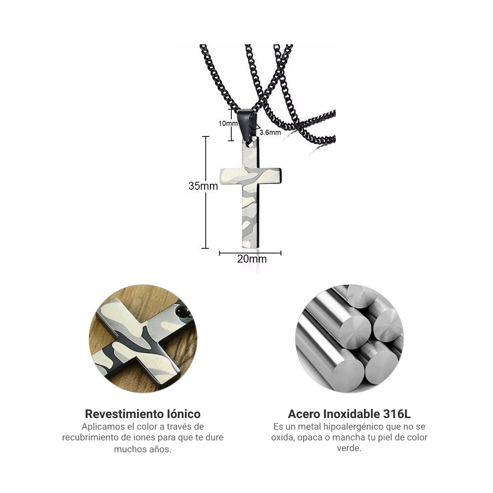 Collar Cruz Camuflaje - Plata .925