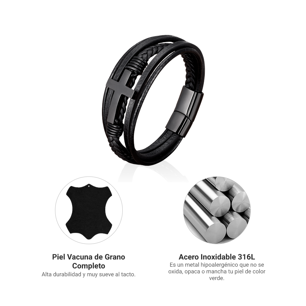 Pulsera Sequel Cross - Piel Natural