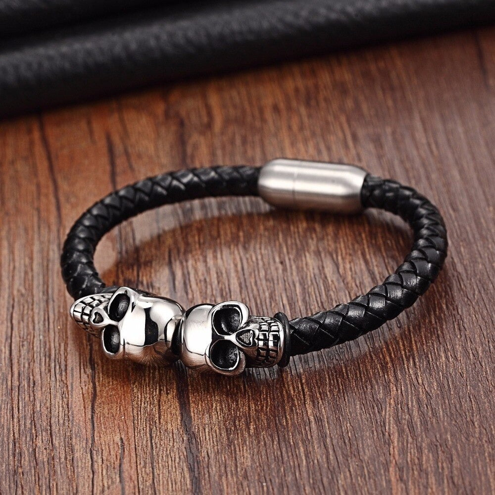 Pulsera Skulls - Piel Natural