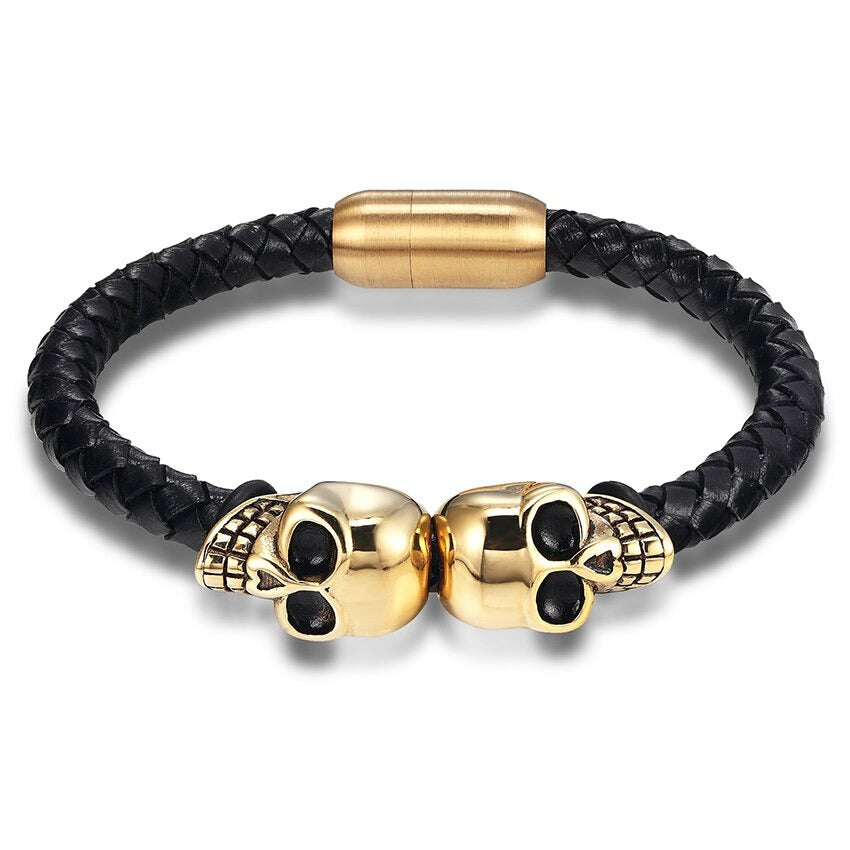 Pulsera Skulls - Piel Natural