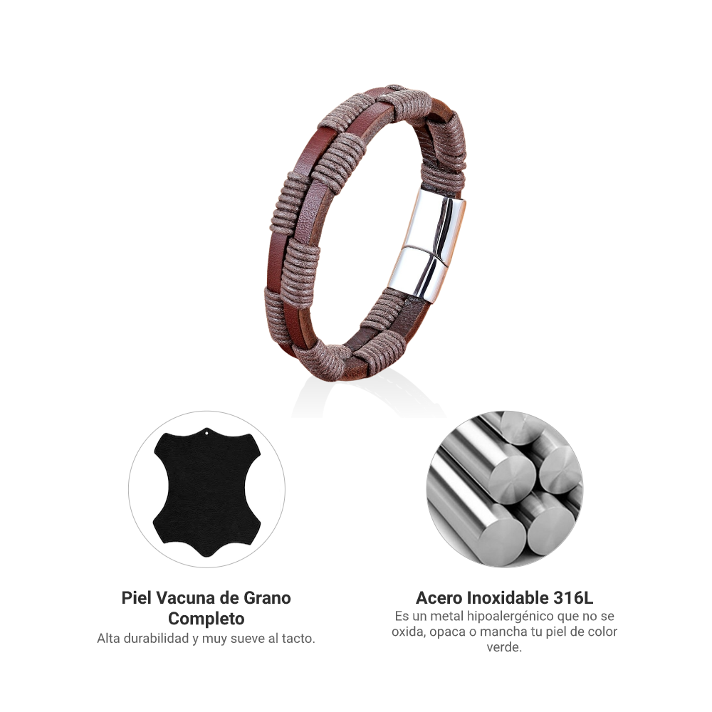 Pulsera Parallel - Piel Natural