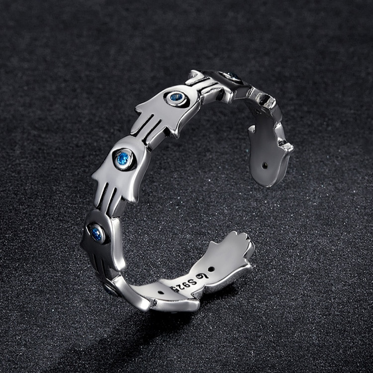 Anillo Hamsa Fondo Negro
