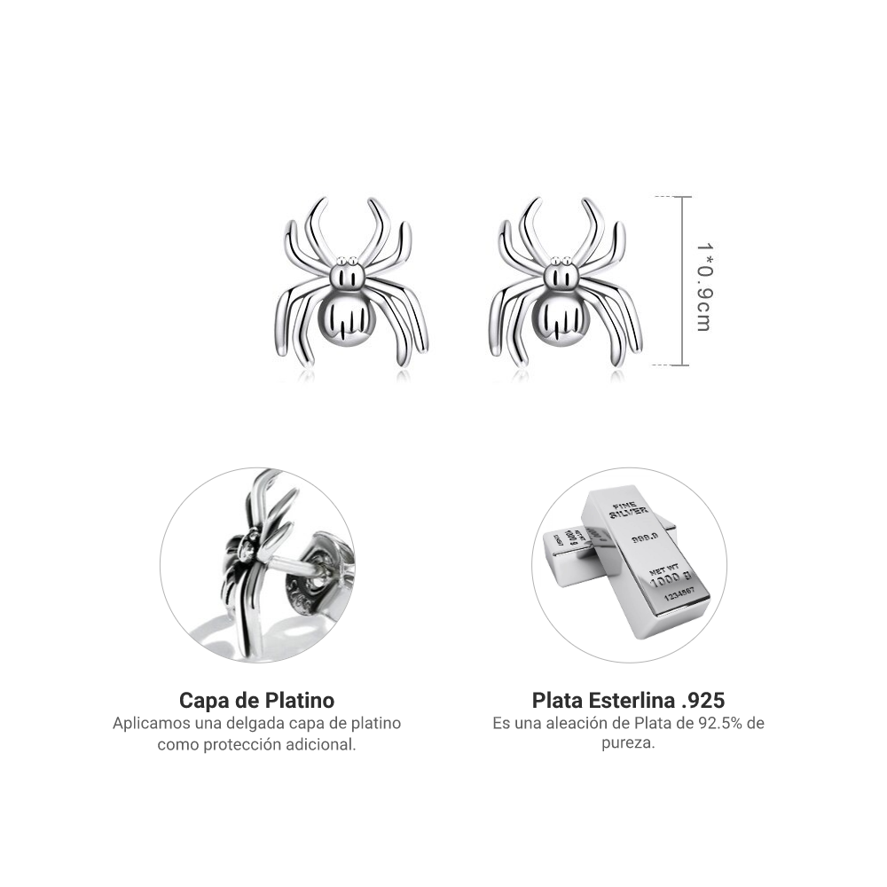 Aretes arañas detalles