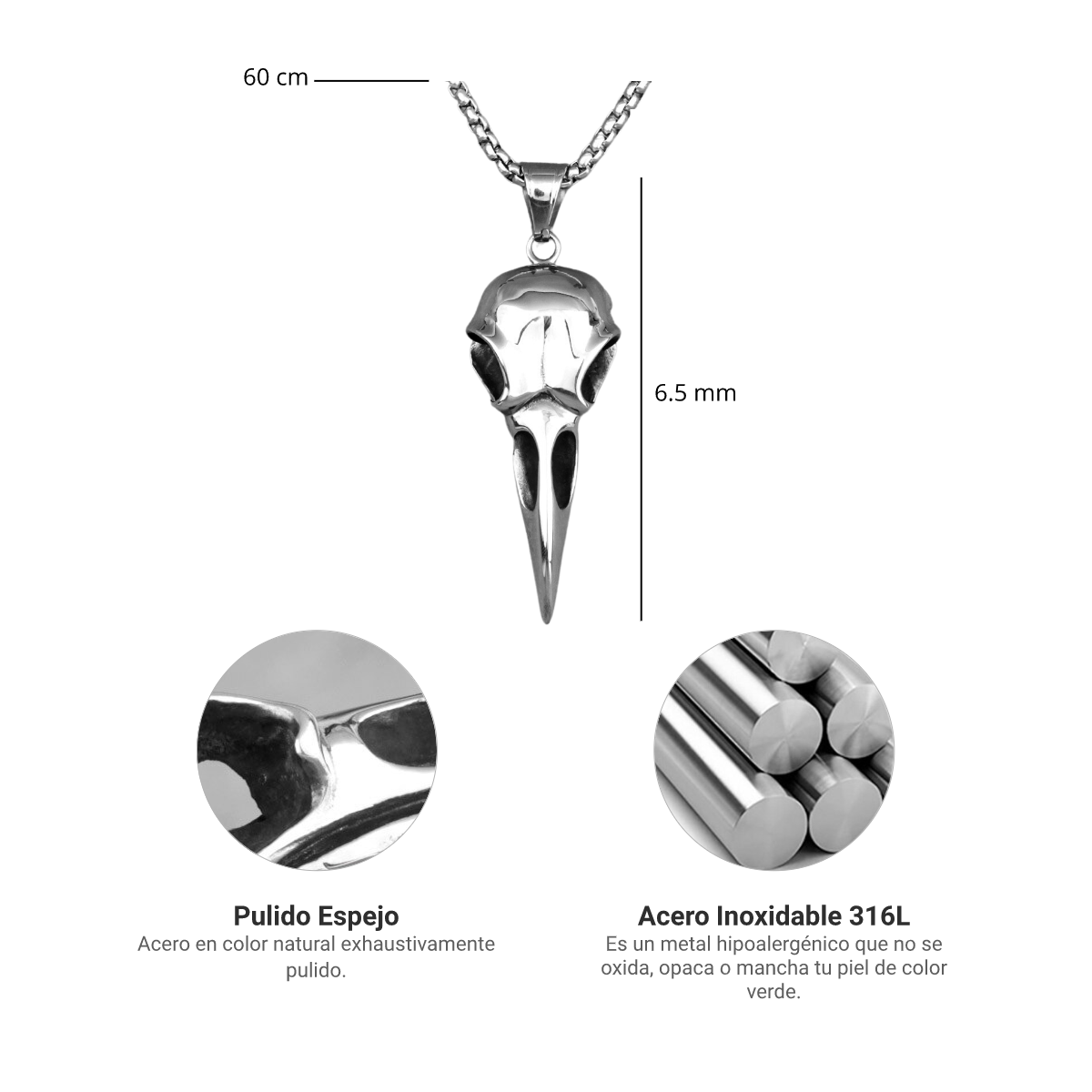 Collar Cuervo - Acero Inox.