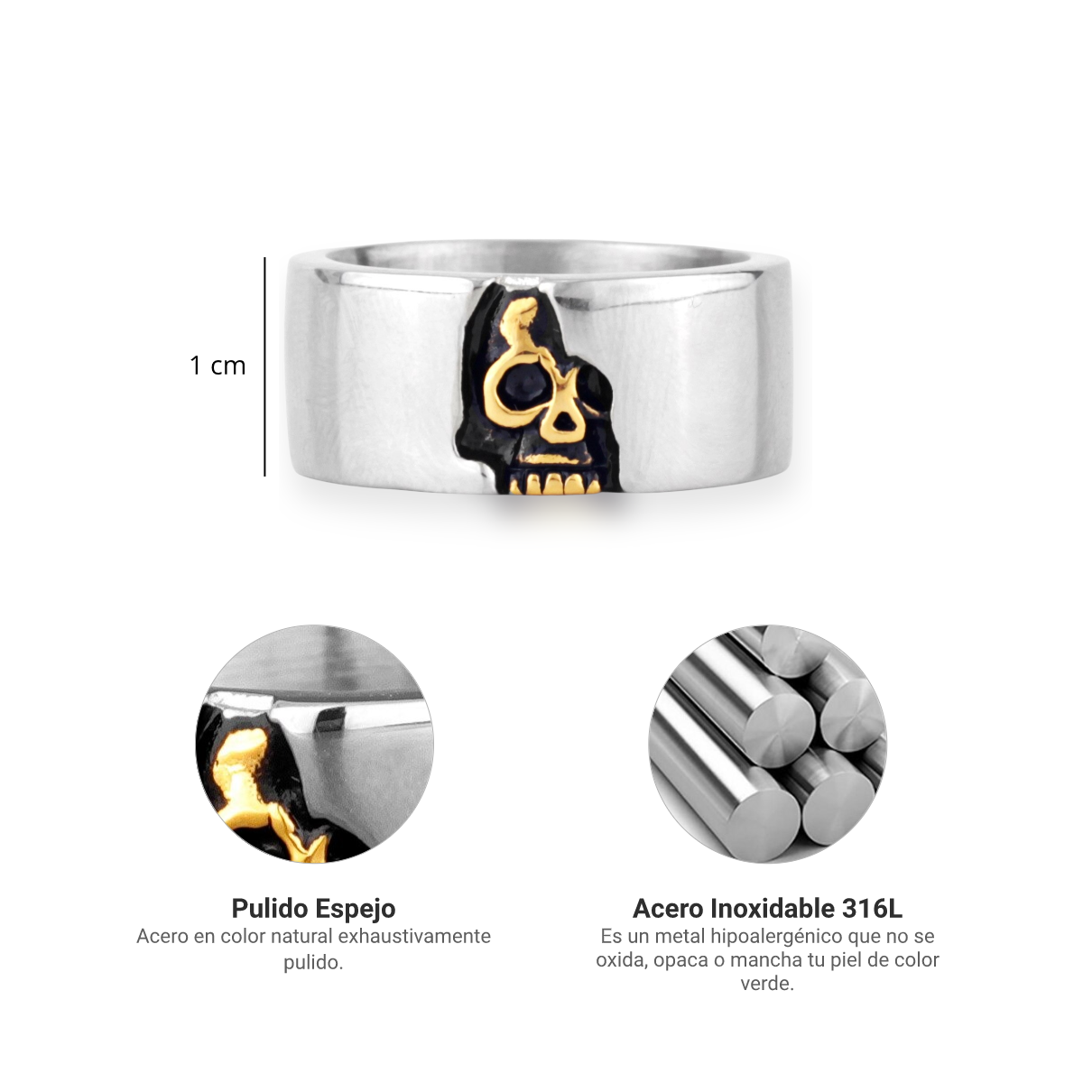 Anillo Enterrado Vivo - Acero Inox.