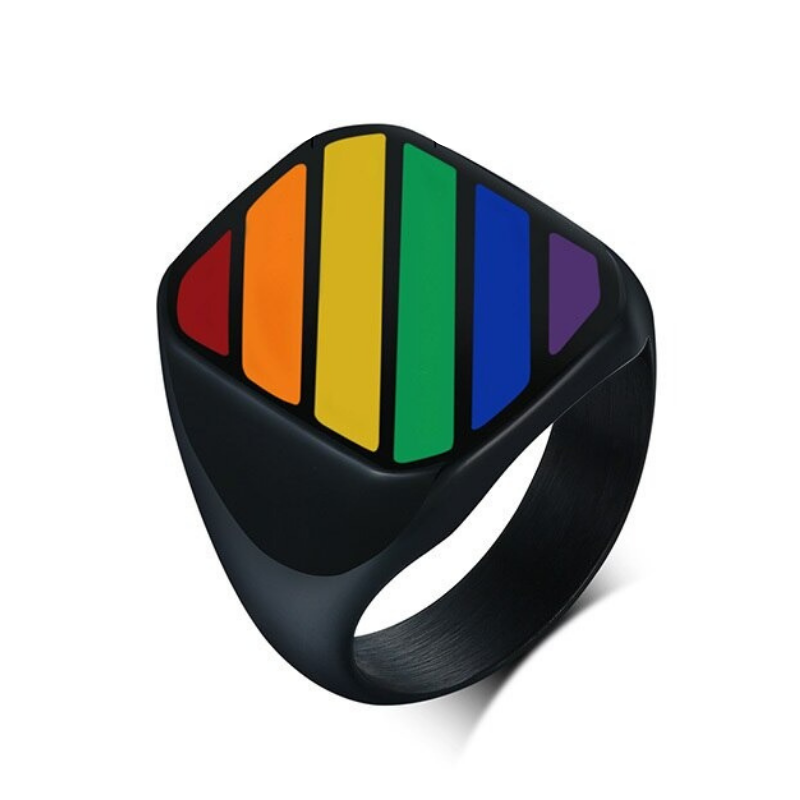 Anillo Square Rainbow - Acero Inox.