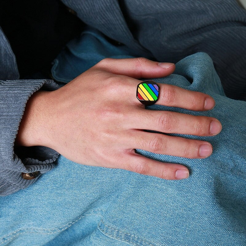 Anillo Square Rainbow - Acero Inox.