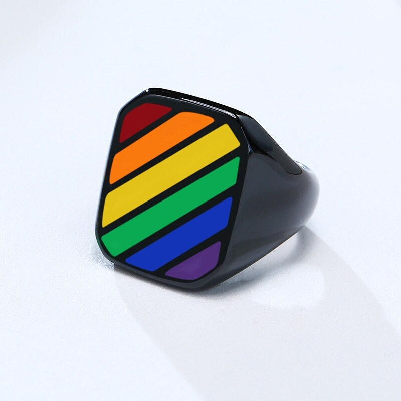 Anillo Square Rainbow - Acero Inox.