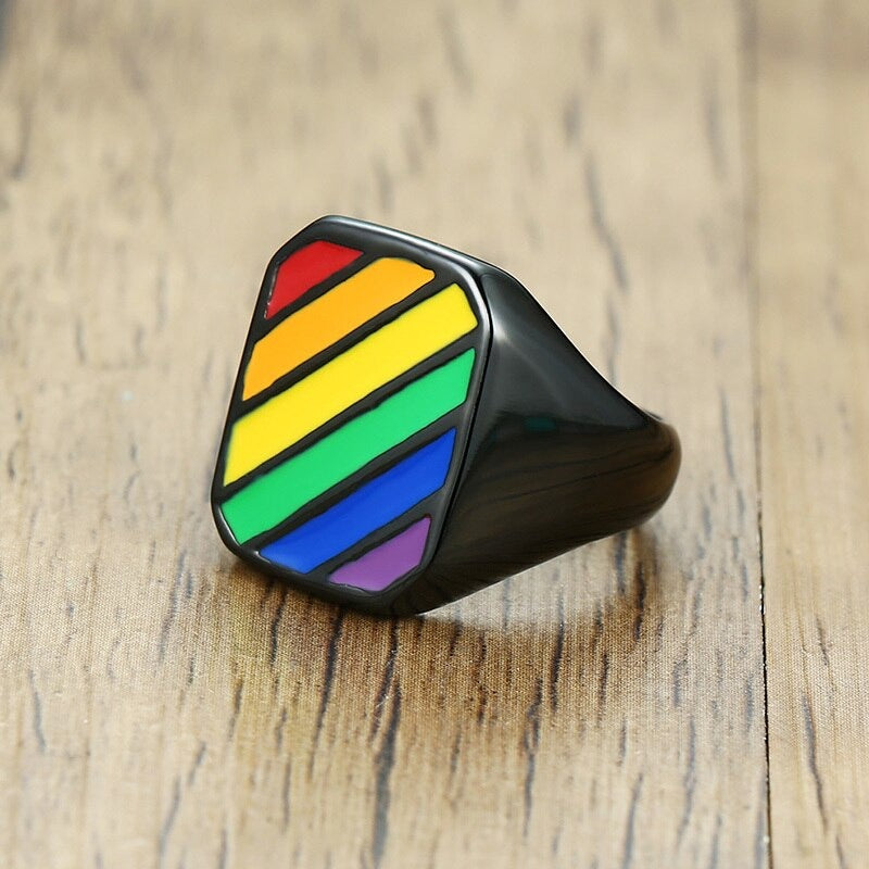 Anillo Square Rainbow - Acero Inox.