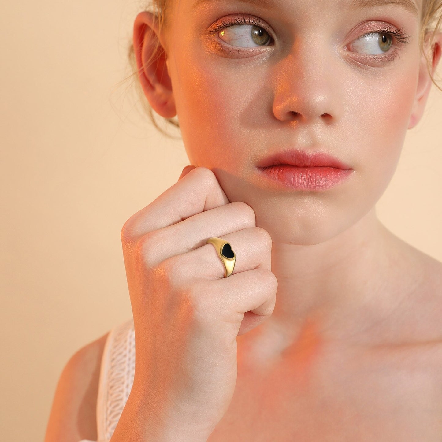 Anillo Corazón Sello - Acero Inox.