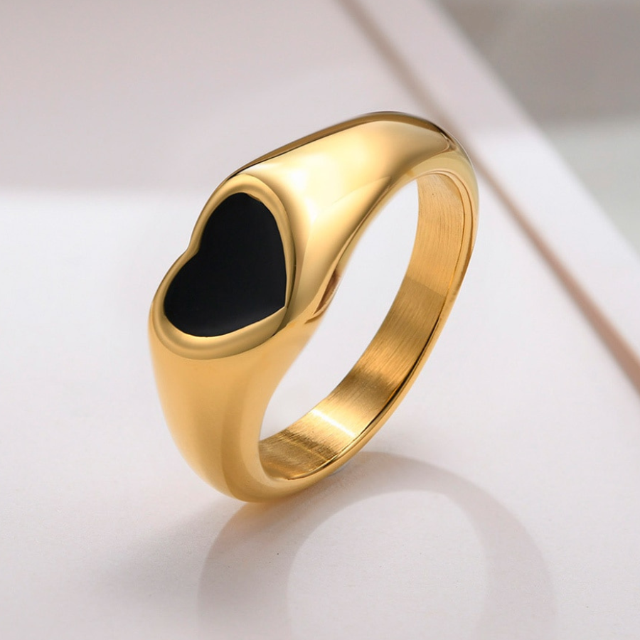 Anillo Corazón Sello - Acero Inox.