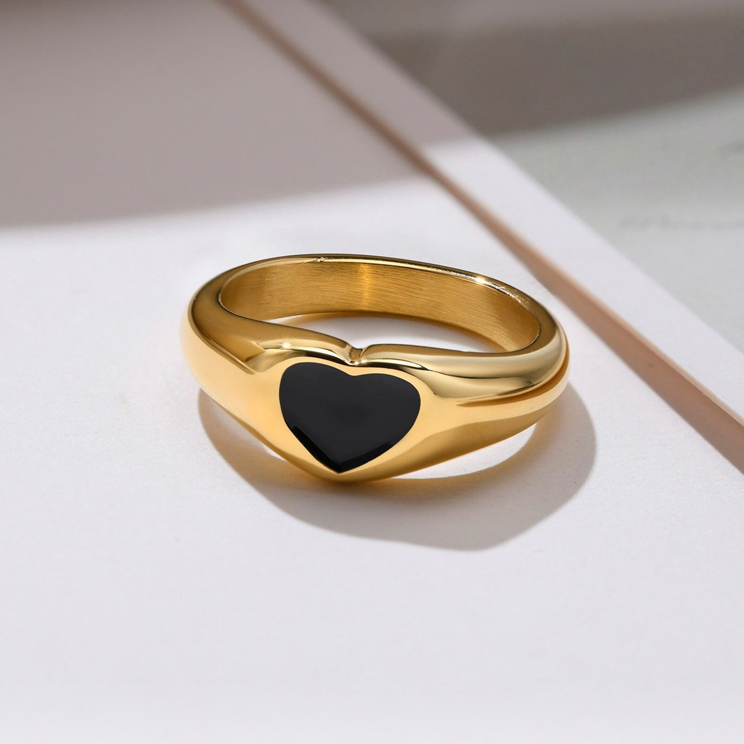 Anillo Corazón Sello - Acero Inox.