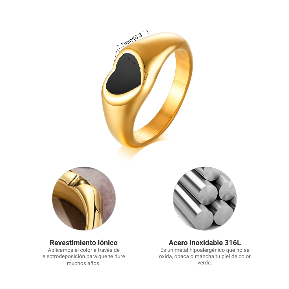 Anillo Corazón Sello - Acero Inox.