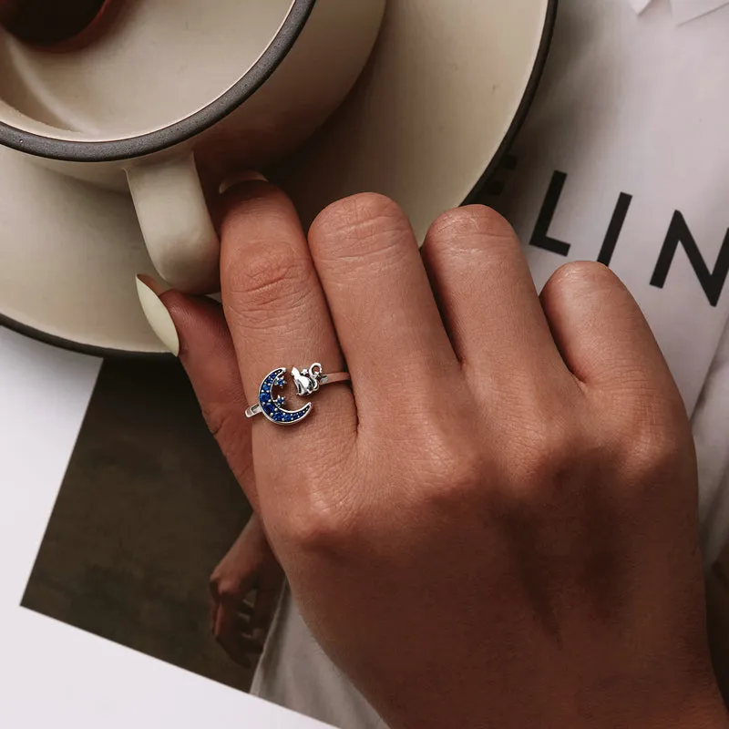 Anillo Luna Azul - Plata .925