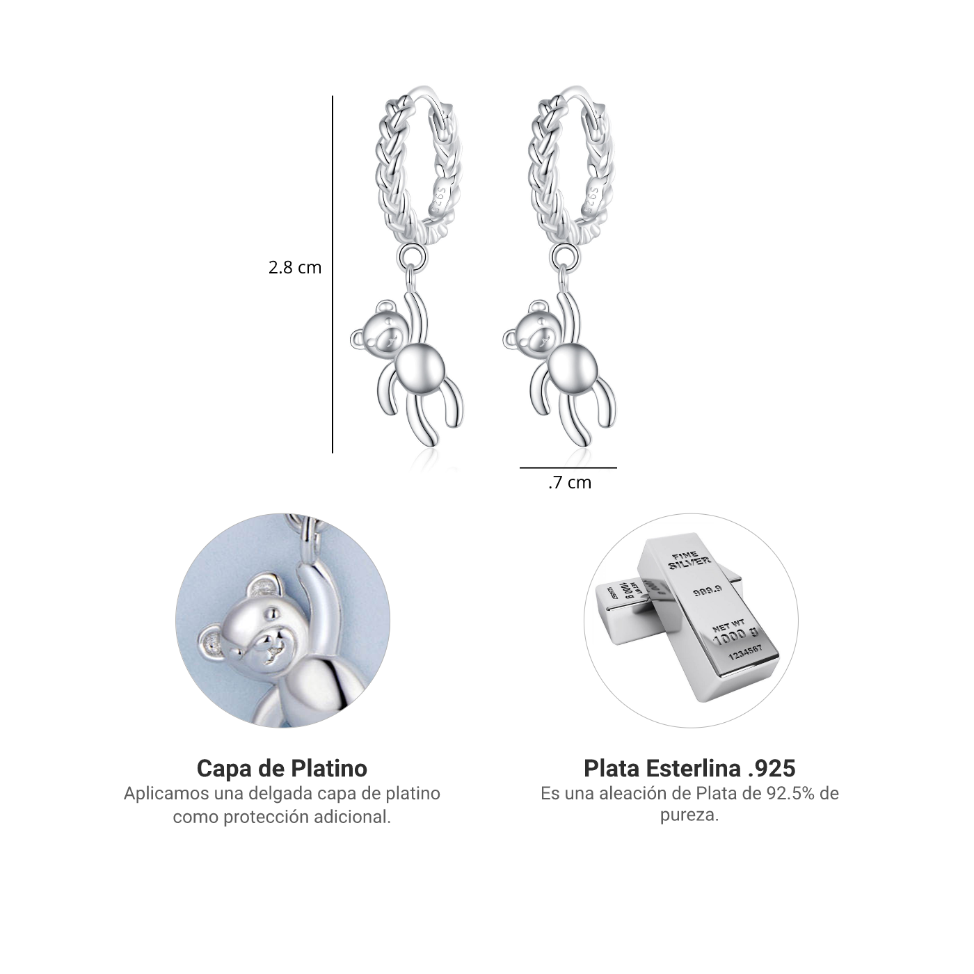 Aretes Teddy - Plata .925